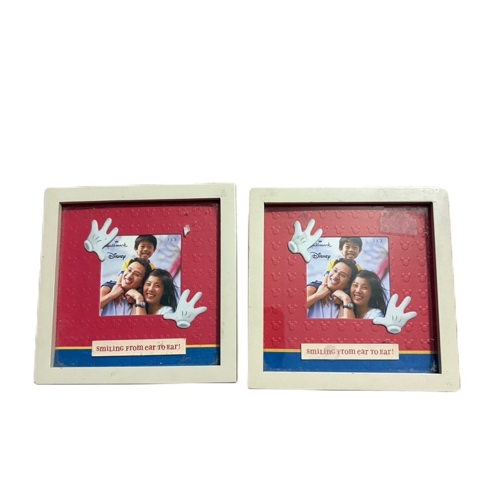 Disney Smiling From Ear to Ear Red and Cream Picture Frame Bundle Lot Parks